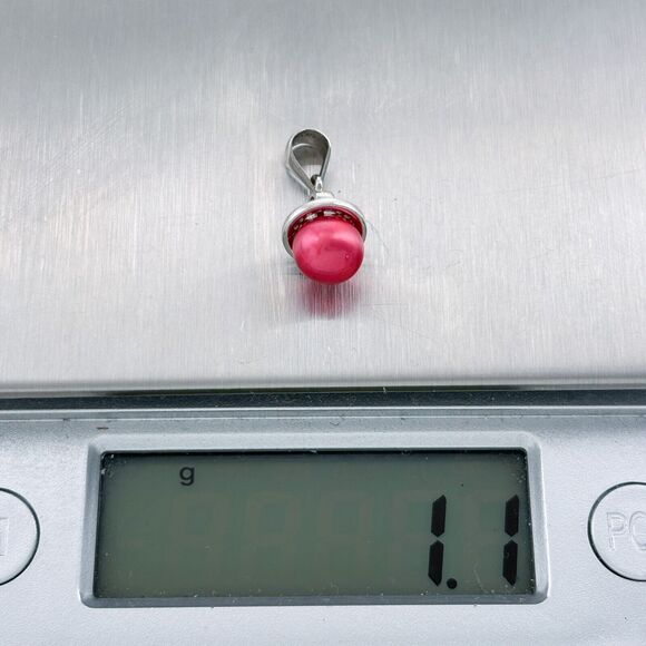 Vintage Sterling Silver 925 Cubic Zirconia Pink Pearl Drop Pendant - Picture 5 of 5